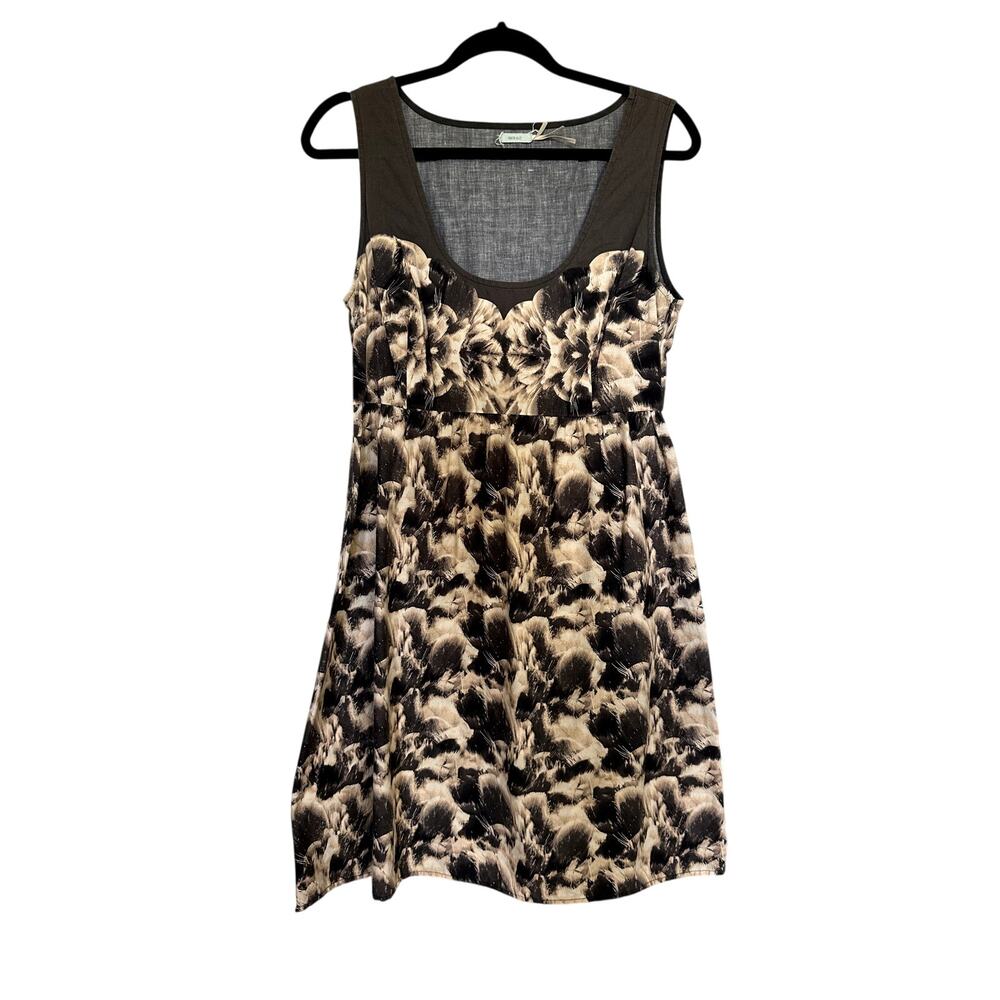 Kimchi Blue Grey Beige Abstract Floral Cotton Sleeveless Dress 8
